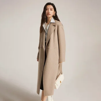 New Trending Elegant Solid Color Woolen Fabric Fashion Style Classic Business Wool Coat