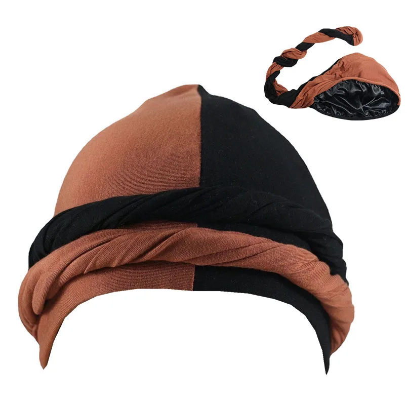 HZM-22367 Two Tone Men Silky Durag Hip-Hop Rapper Doo Rag