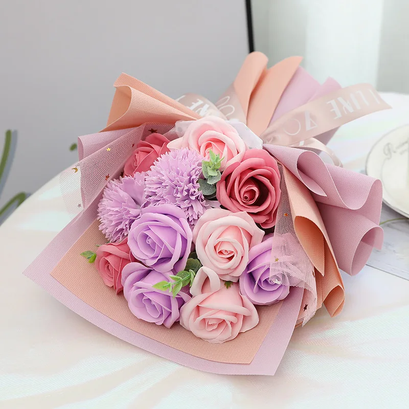 Carnation Soap Flower Simulation Rose Small Bouquet 38 Valentine's Day Creative Gift for Boyfriend and Girlfriend