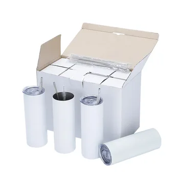 Double Wall Insulated Drink Water Tumbler Stainless Steel Skinny Sublimation Tumblers With Straw