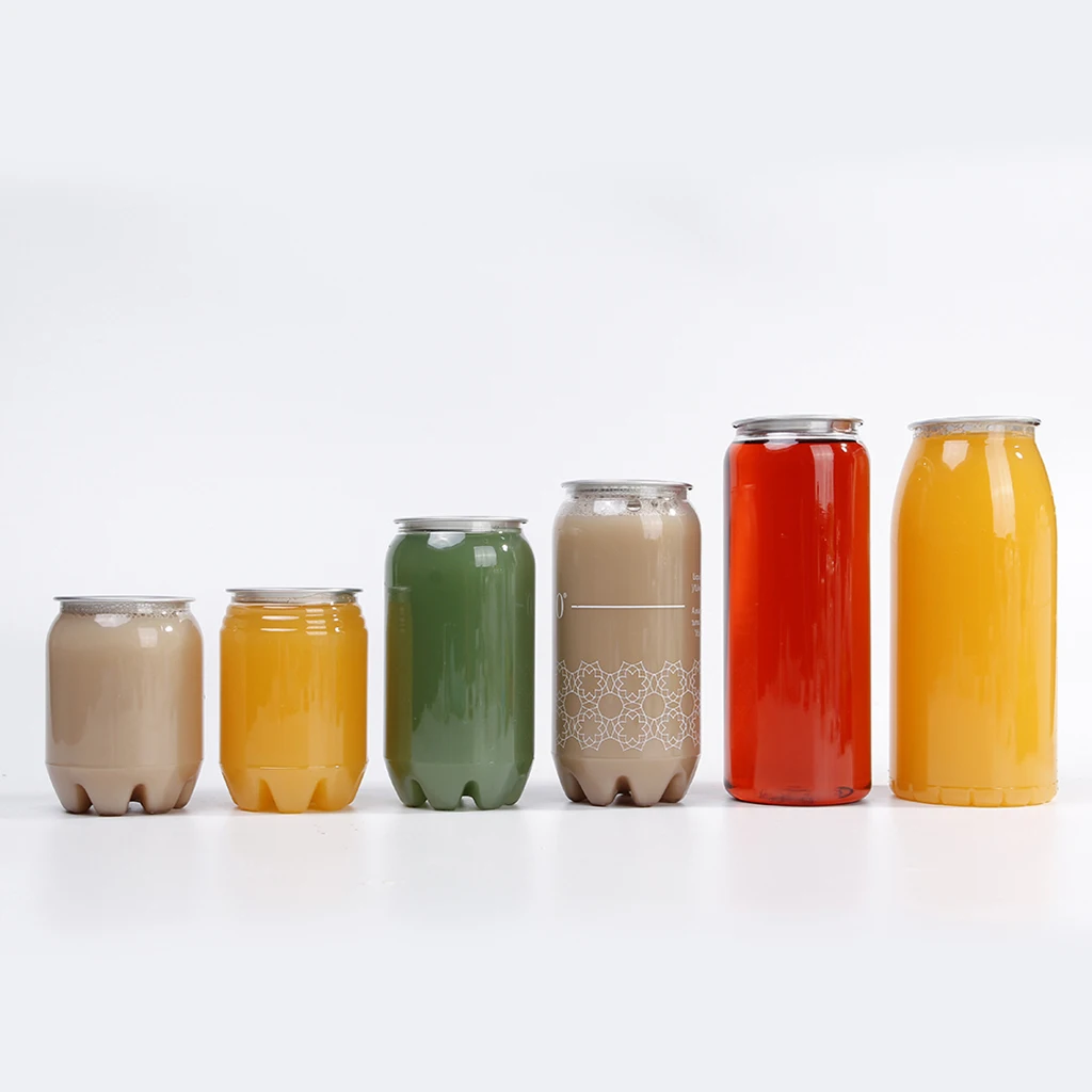 Empty Custom Logo POP Plastic PCR PET Easy Open End Pull Ring Cold Coffee Soda Soft Drinks Cans and Lemon Juice Sparking Cup
