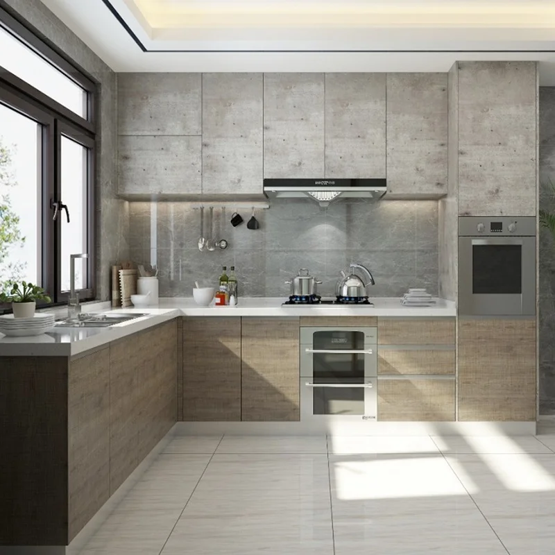 2021 Modern Ready to Made Kitchen Cabinet Finger Pull Out Style Interior Luxury Italian Flat Pack Kitchen