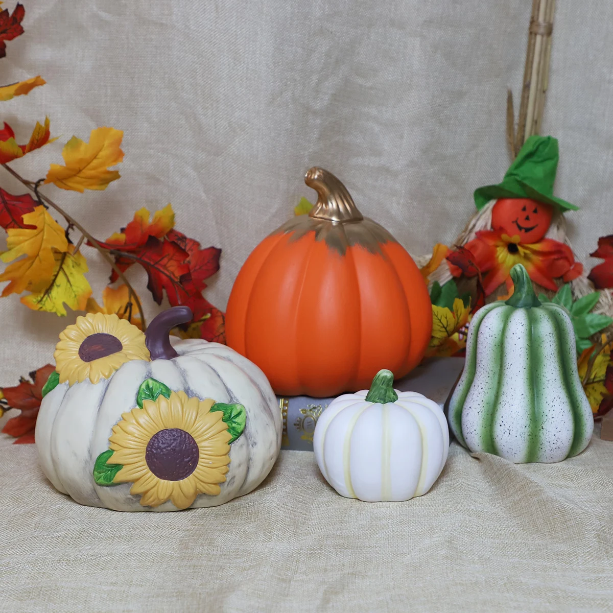 Harvest Ceramic Pumpkins for Autumn Thanksgiving Halloween Seasonal Holiday Decor Decoration