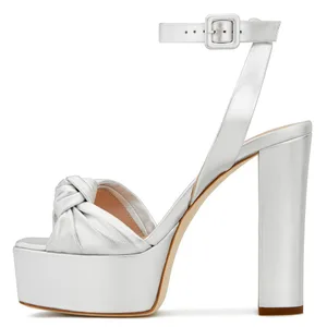 Sexy  Ankle Strap Pumps High Heel Silver Pantshoes Sandal Heels Slides Ladies Heels Shoe