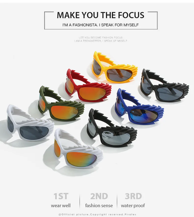 SPIKE BLACK Punk INS Trending Y2K Sunglasses Super Cool Sports Riding Cycling Fashion Sunglasses Gafas De Sol