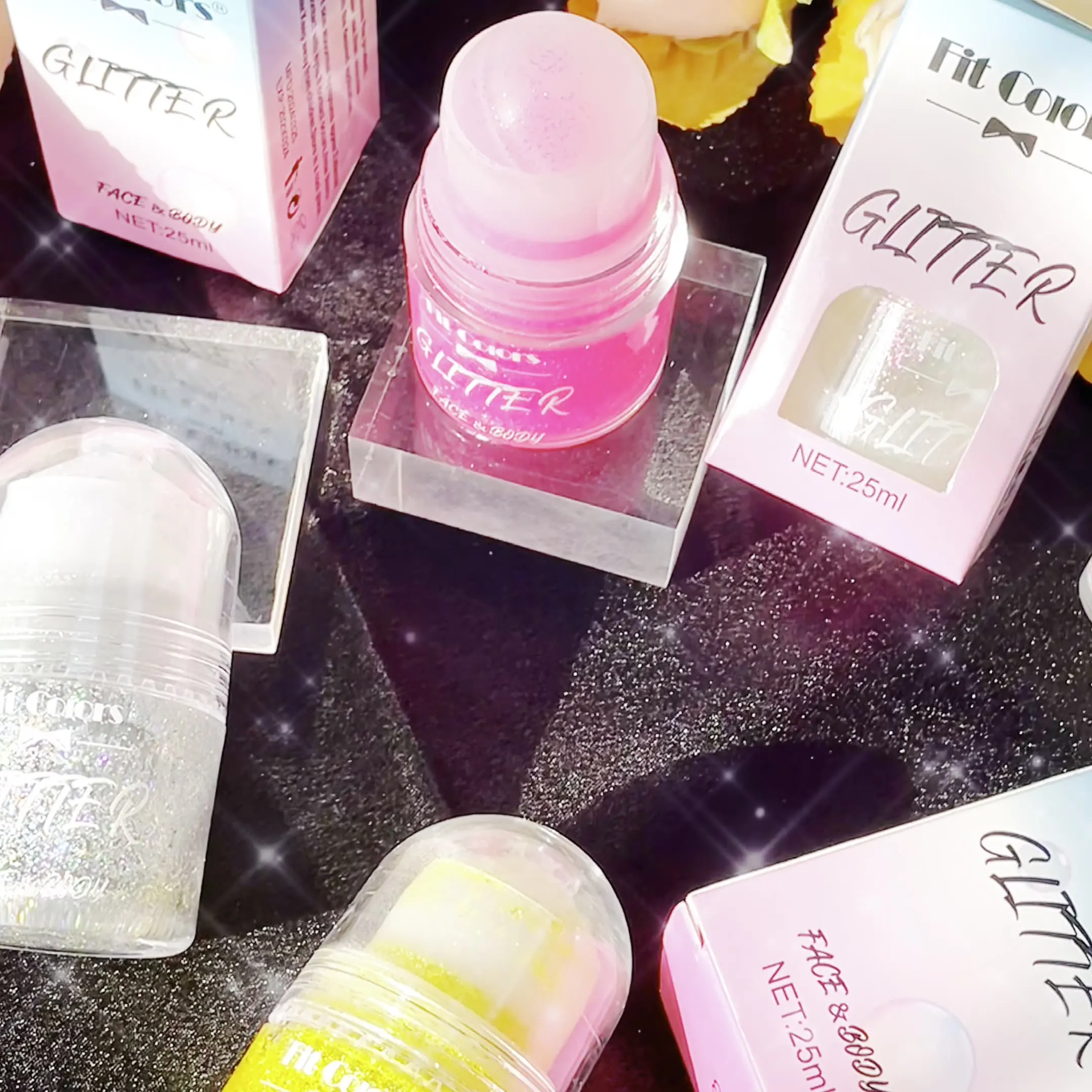 Новый дизайн, 12 видов цветов для макияжа тела, лица, блестящие ролики, блеск для тела, жидкие тени для век