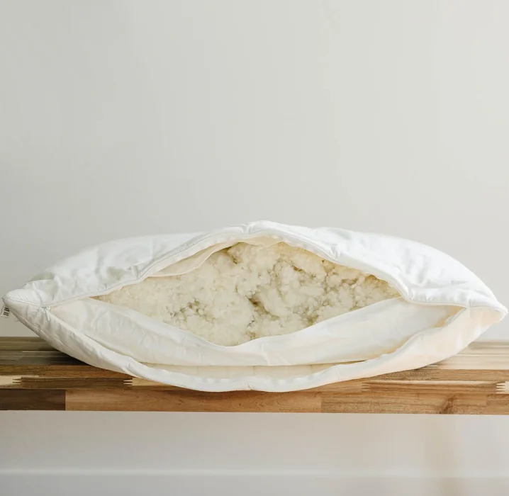 Premium Adjustable Back Support Skin-friendly Soft Fluffy Organic Cotton Cover 100% Wool Filling Pillows