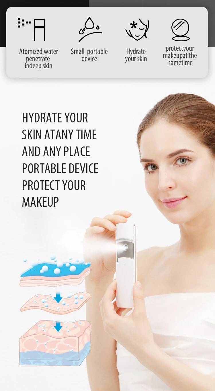 Mini Nano Mist Sprayer Facial Steamer Mist Spray Face Steamer For Beauty Use Targets Skin And