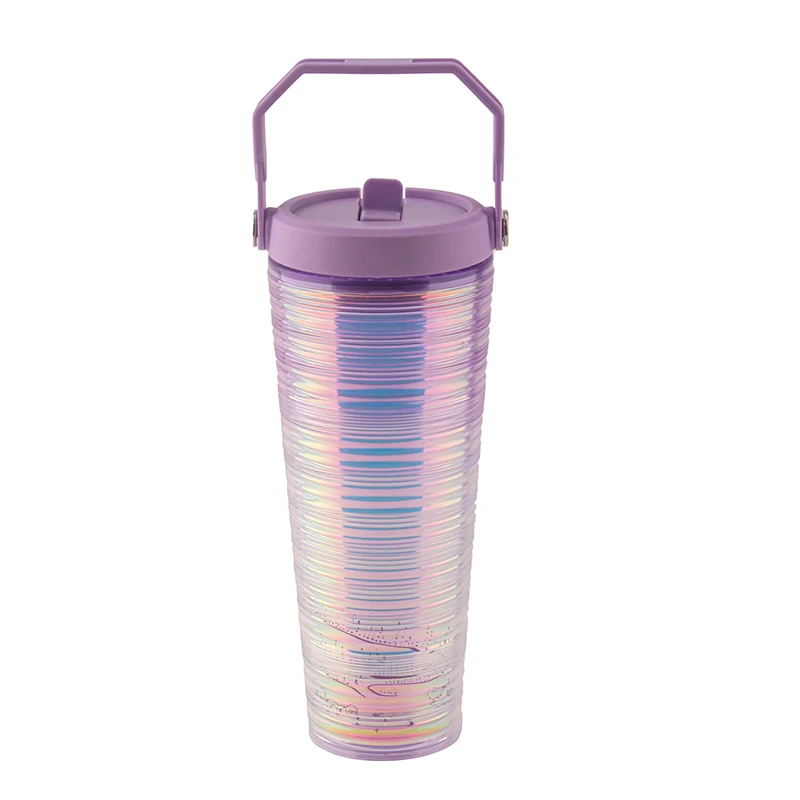 Wholesale Plastic Double Wall Tumbler With Straw Plastic Double Wall Coffee Mug Eco-friendly