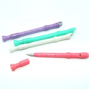 Promotional Gift Items Candy Color Kids Toy Pen Writing Gel Pen with Whistle Flute Instrument Cheap Plastic Pen