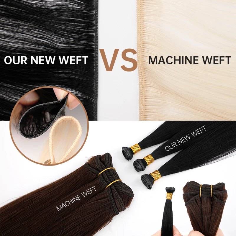 LeShine Private Genius Weft Remy New Hand Tied Weft Hair Extension Rooted Double Drawn Hand Tied Wefts manufacture