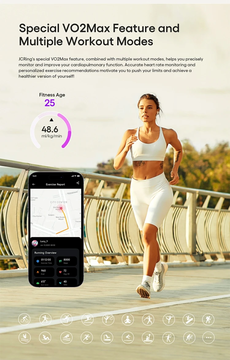 Jcring X6B Smart Health Ring - Track HR, Sleep, & Stress