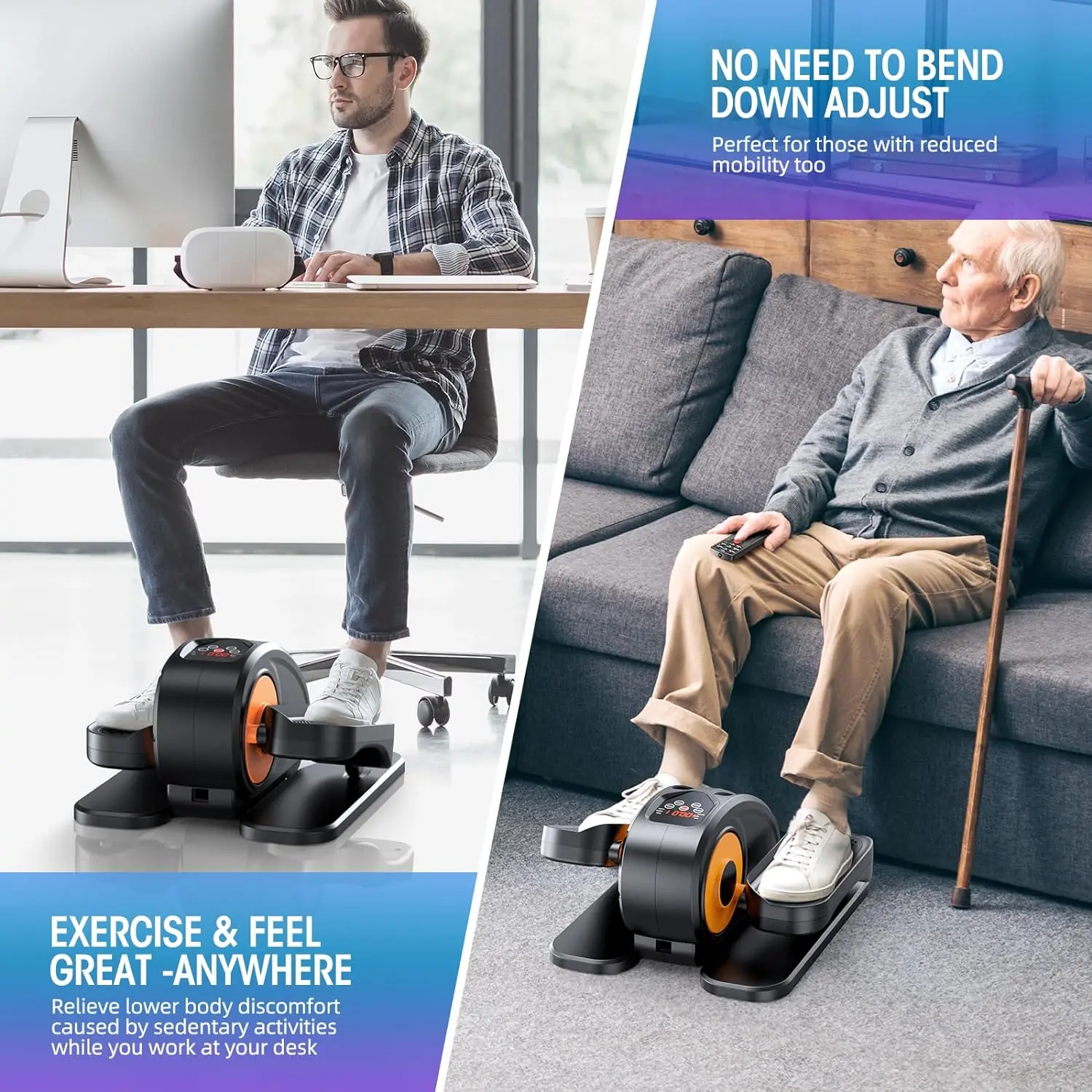 Training Machine Leg Exerciser While Sitting Under Desk Elliptical Exercise Machine for Seniors