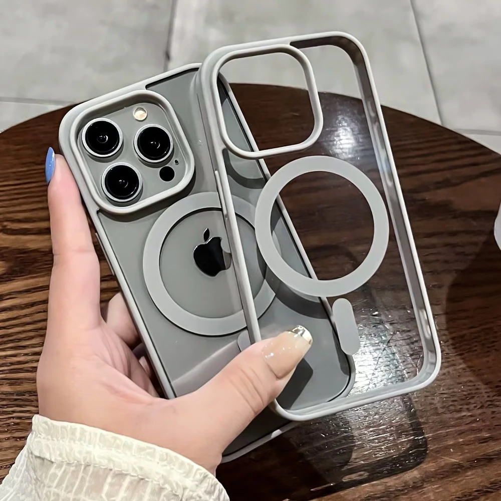 Transparent Magnetic hard Colorful phone case For iPhone 14 PRO MAX 16