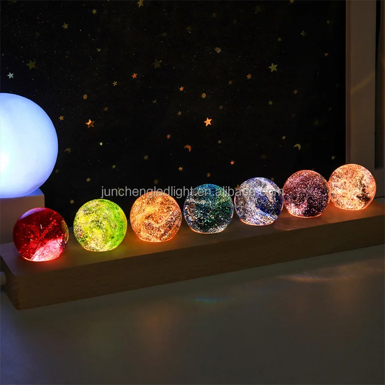 led night light 3d crystal ball colorful glass beads