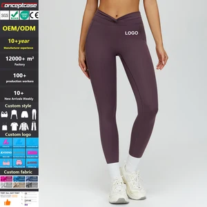 Custom Fabric Style Color Logo Cross High Waist Tight Yoga Pants Women Gym Fitness Workout Running Quick-Drying Sports Leggings