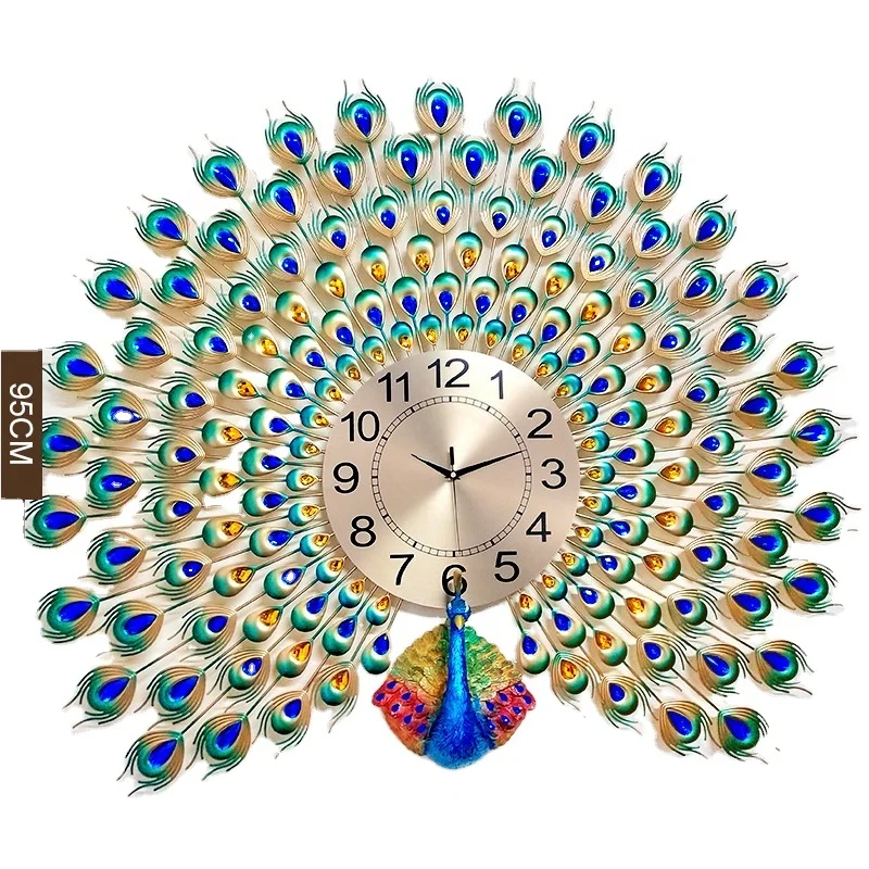 Новинка 2021, настенные часы с павлином для гостиной