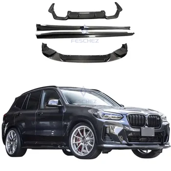 3D STYLE CARBON FIBER FRONT BUMPER EDGE SIDE SKIRT REAR DIFFUSER FOR BMW G01 F97 X3M 2019-2023 BODY KIT