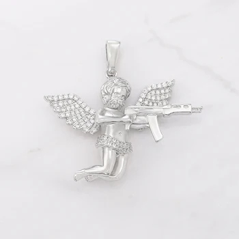 New Design Fashion 925 Sterling Silver Angel Charm18K Gold VVS Moissanite Diamond Hip Hop  Fine Jewelry Pendant
