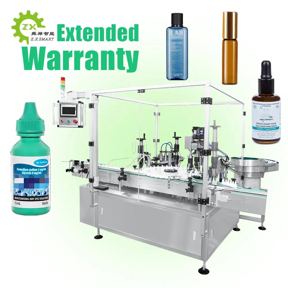 ZXSMART Automatic Ceramic Pump Filling Cosmetic Makeup Remover Toner Essential Oil Dropper Bottle Filling Capping Machine