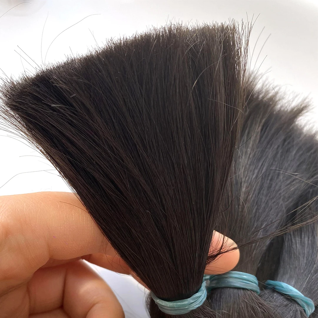 2026 No Weft Raw Hair Bulk Chinese Natural Extensions Color Straight 100% Human Bulk Hair
