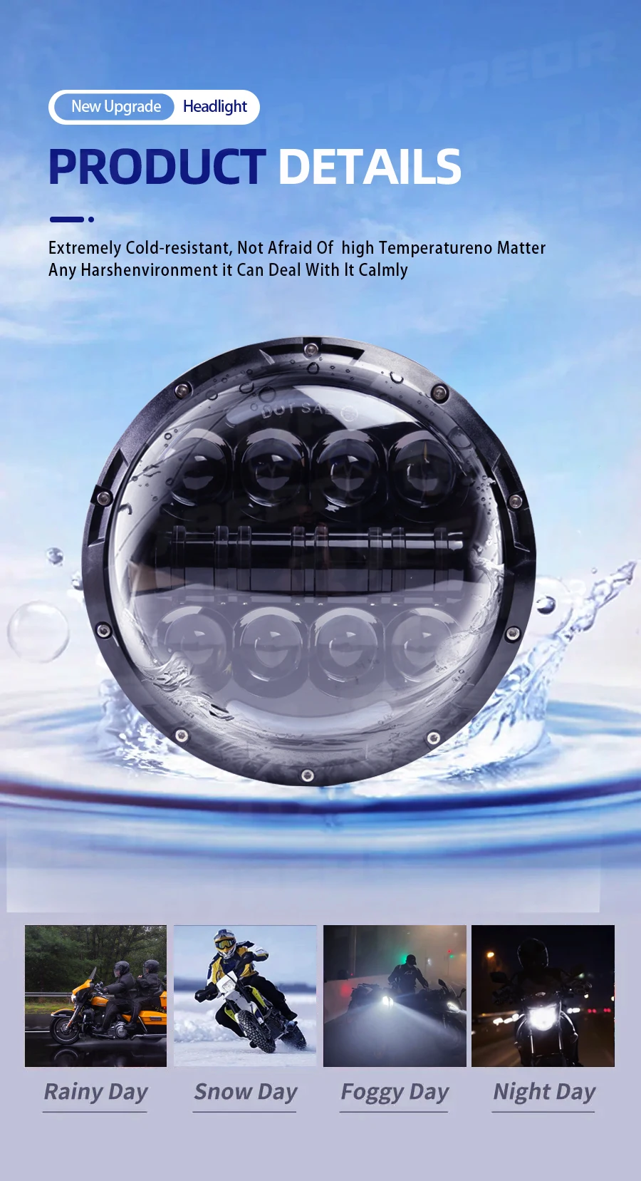 product tiypeor 7inch 60w universal round motorcycle drl headlight super bright car auxiliary fog light-6