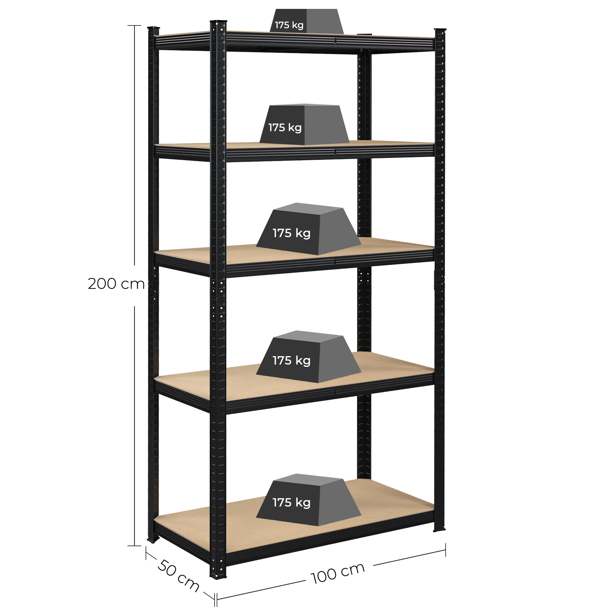 Songmics Adjustable 120 Kg Per Shelf 5 Tier Garage Warehouse Storage