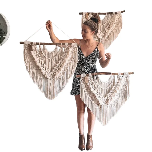 2025 NEW Handmade Woven Cotton Macrame Wall Hanging Large Boho Home Decor with Art Deco Design and Tassels