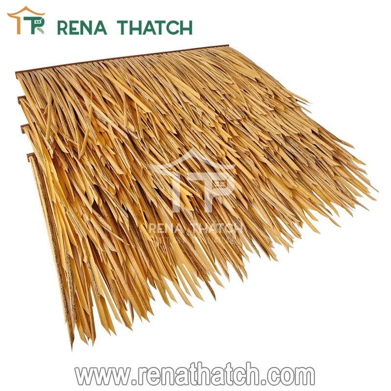 Plastic Synthetic Thatch Roof  Tiles Material Artificial Thatch Roof Viva Palm Panel Viro Java Thatch