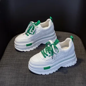 High Quality Thick Soled Leather Shoes for Women, 2026 New Casual Breathable Sponge Cake Shoes, White Shoes