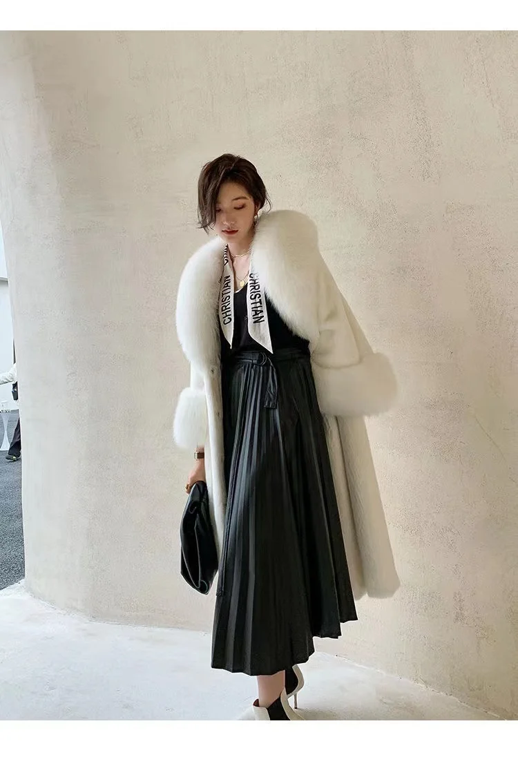 Plus Size Winter Faux Mink Fur Trench Coat For Women