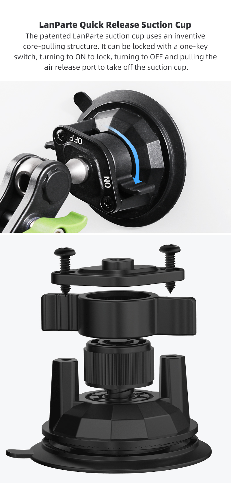 Lanparte New Universal Dashboard Suction Cup Gimbal Stabilizer Mobile