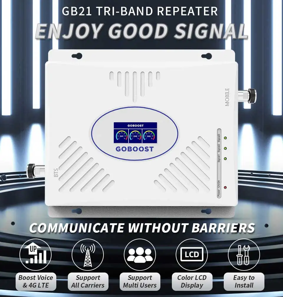 Goboost Cellular 850mhz Booster 2g 3g 4g Tri Band Repeater Cellphone