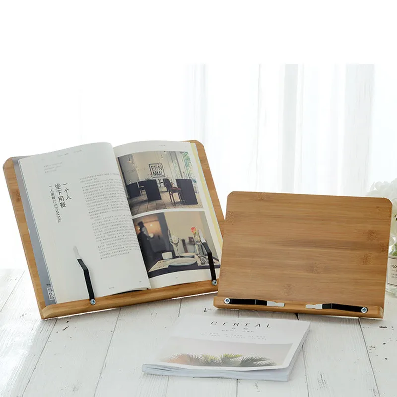 Bamboo Book Stands & Holders for Reading Hands Free in Bed,Cookbook,Textbook,Law,with 5 Adjustable Height Laptop Stand.jpg