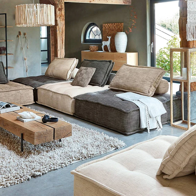 Stylish Italian Modular Velvet Sofa Set Living Room Design Fabric Sectional Sofa Set Freely Combine Nordic Single Sofa
