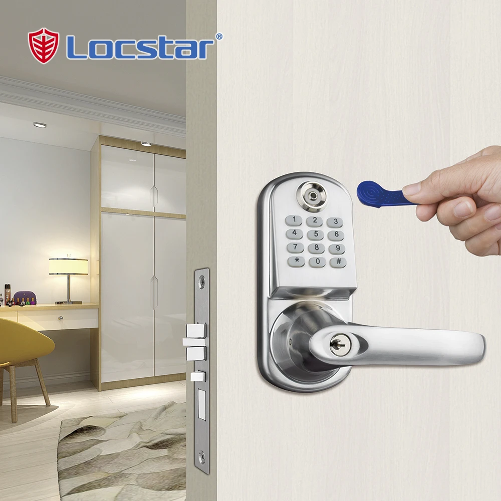 Locstar Digital Door Pin Lock Code Keypad Card Hotel Zinc Alloy Key Ansi Mortise Standard Door Lock
