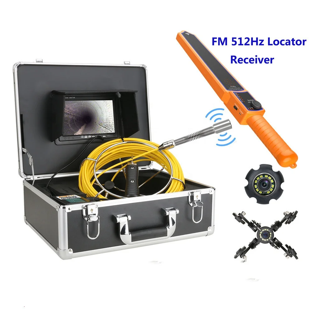 7英寸监视器22毫米IP68高清1000tvl管道检查视频下水道摄像机，带自动自调平512HZ管道定位器12PCS发光二极管灯| Alibaba.com