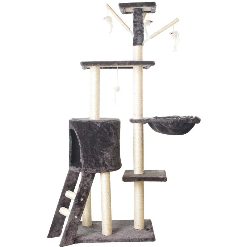 Warm And Cozy Cat Tree With Hammock Scratching Board For Cats To Exercise And Play