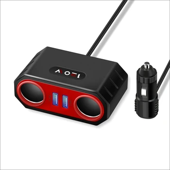 Manufacturer Wholesale 12V Dual USB Charger With Car Cigarette Lighter Plug Socket Adapter
