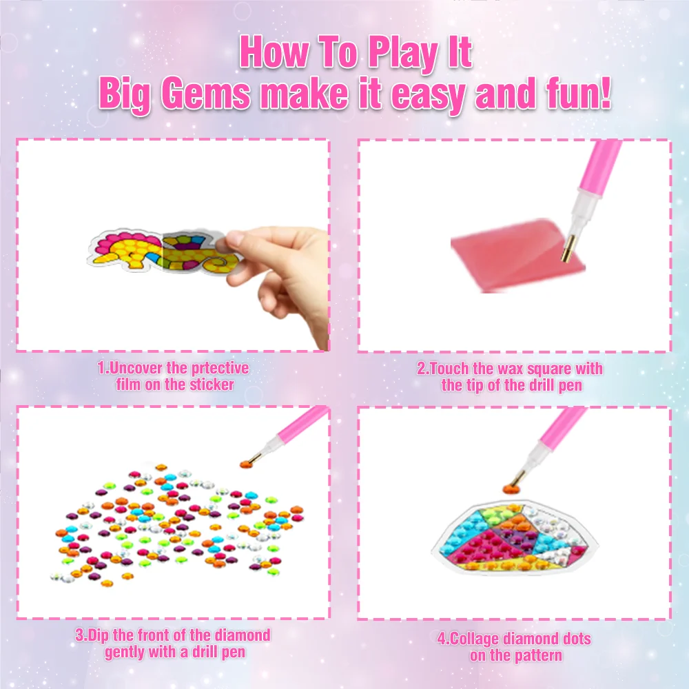 Детская развивающая игрушка улучшающая способность ручной работы большие драгоценные камни Сделайте свою собственную игрушку для алмазной живописи девочки