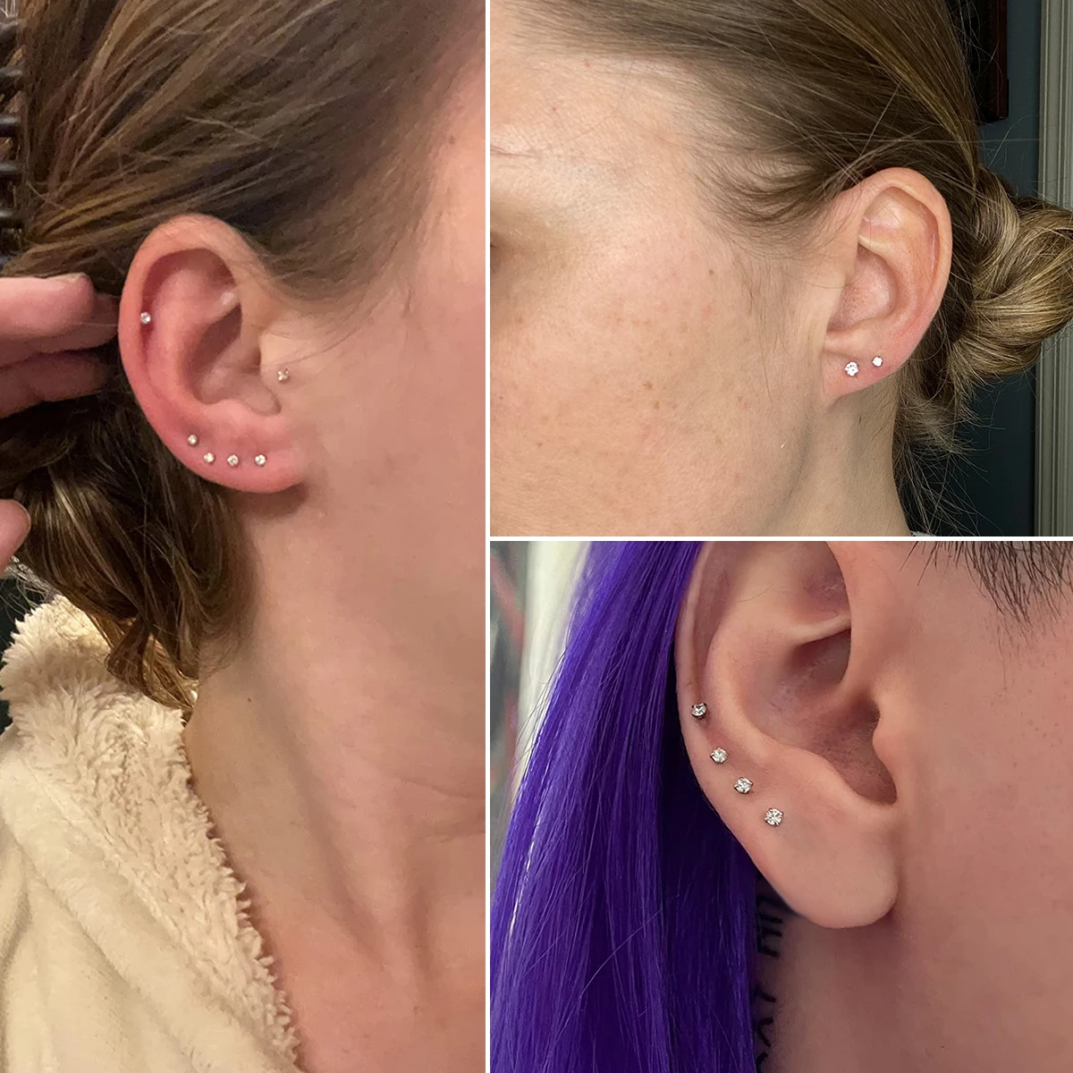 Flat Back Earrings Stud 20g Threadless Tragus Cartilage Lip Medusa