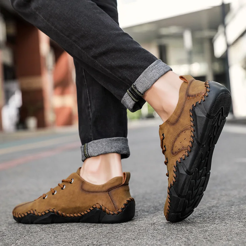 Men's Basic Walking Style Sneaker Good Selling Real Leather Breathable Casual Shoes For Men