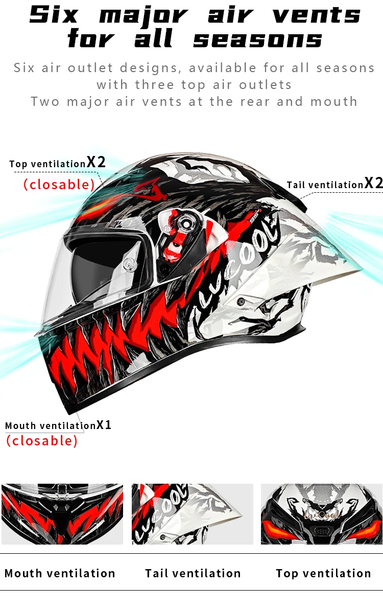 Casco integrale da moto con doppia visiera per sicurezza bici_voghion.com
