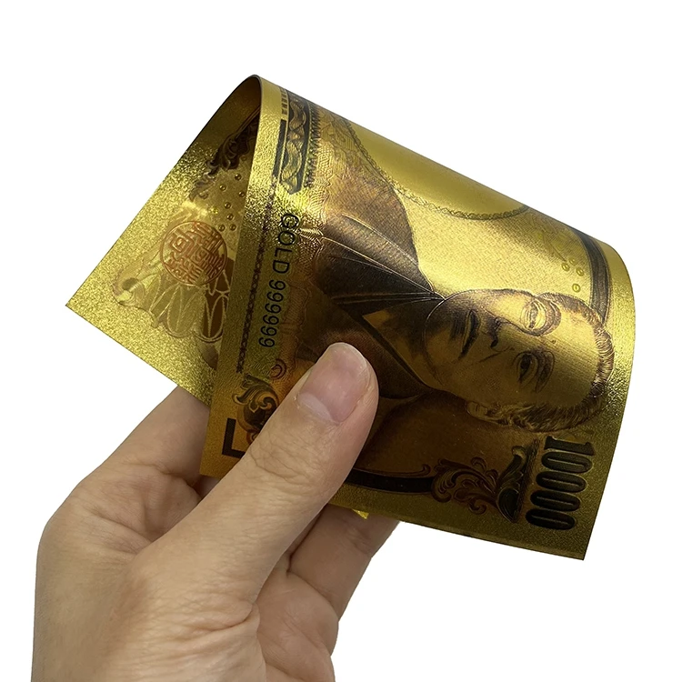 日本銀行 金24GPメッキの 10000円札モチーフ‼️ 日本銀行 金24GPメッキ