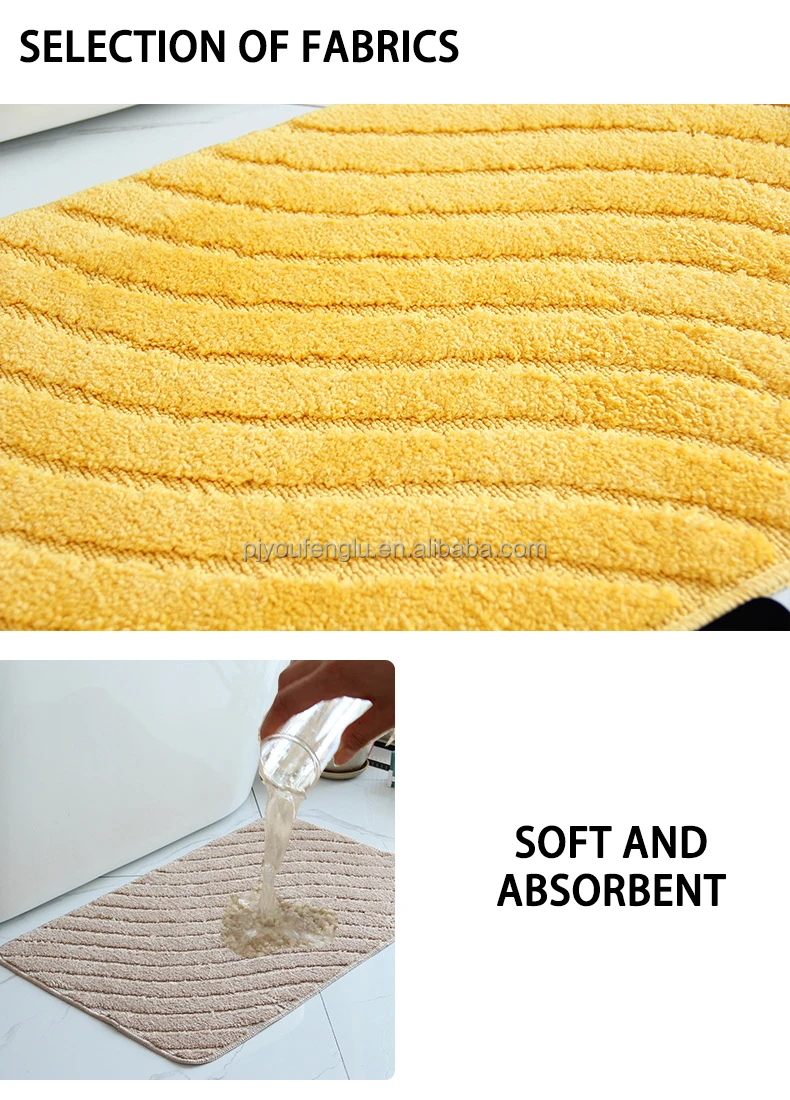 Quick-dry absorbent microfiber in stock 40*60 cm 50*80 get naked waterproof anti skid bathroom washable fluffy bath mats details