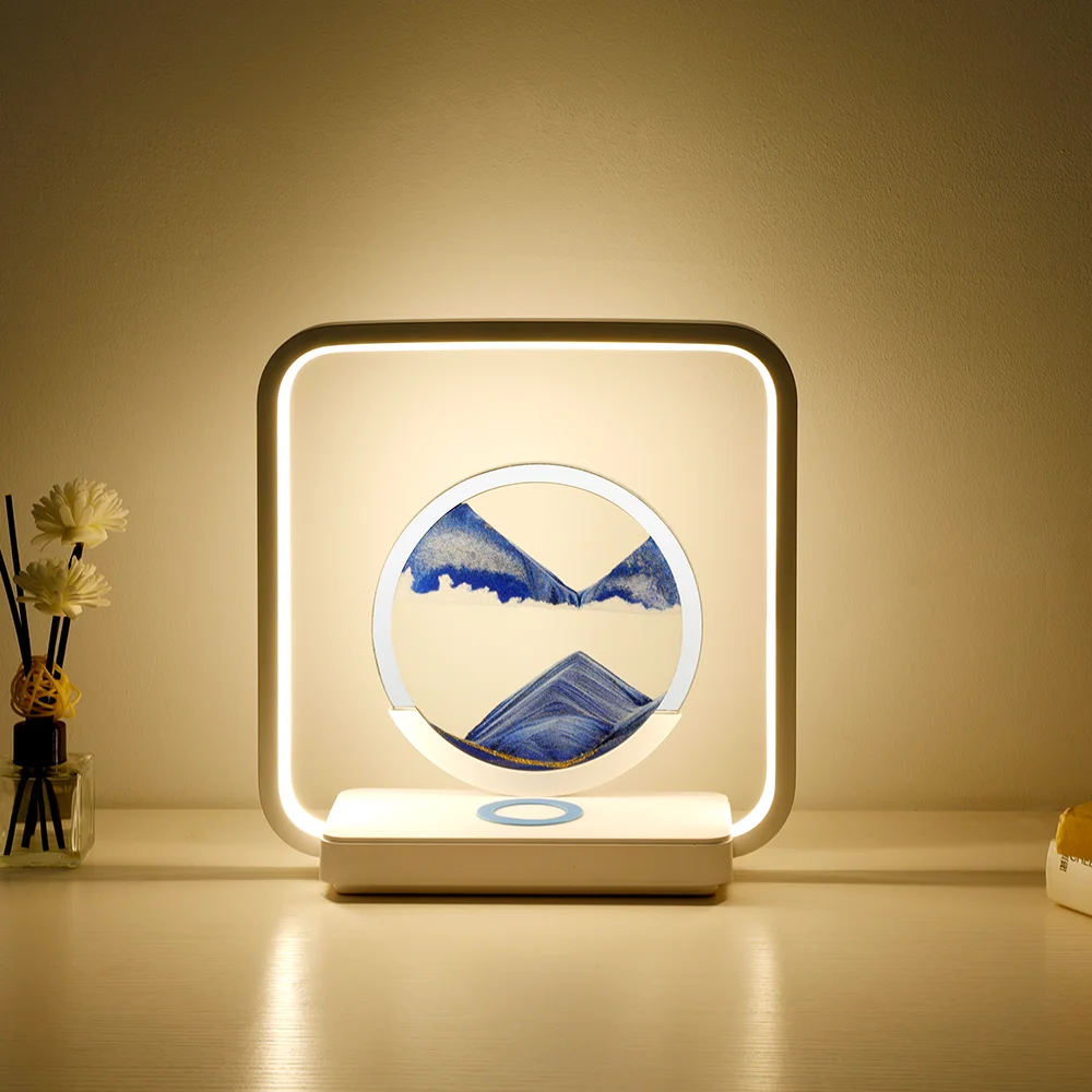 Dinamica Sabbia Luce Notturna 3D Che Scorre Sabbia Luce Notturna Lampada Clessidra Sabbia Movimento Decorazione Immagine Vetro