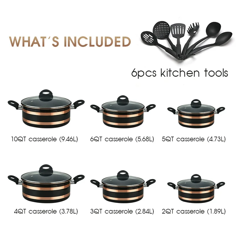 18pcs Aluminum Ceramic Cooking Pot Cookware Set Pots Set Cookware Set