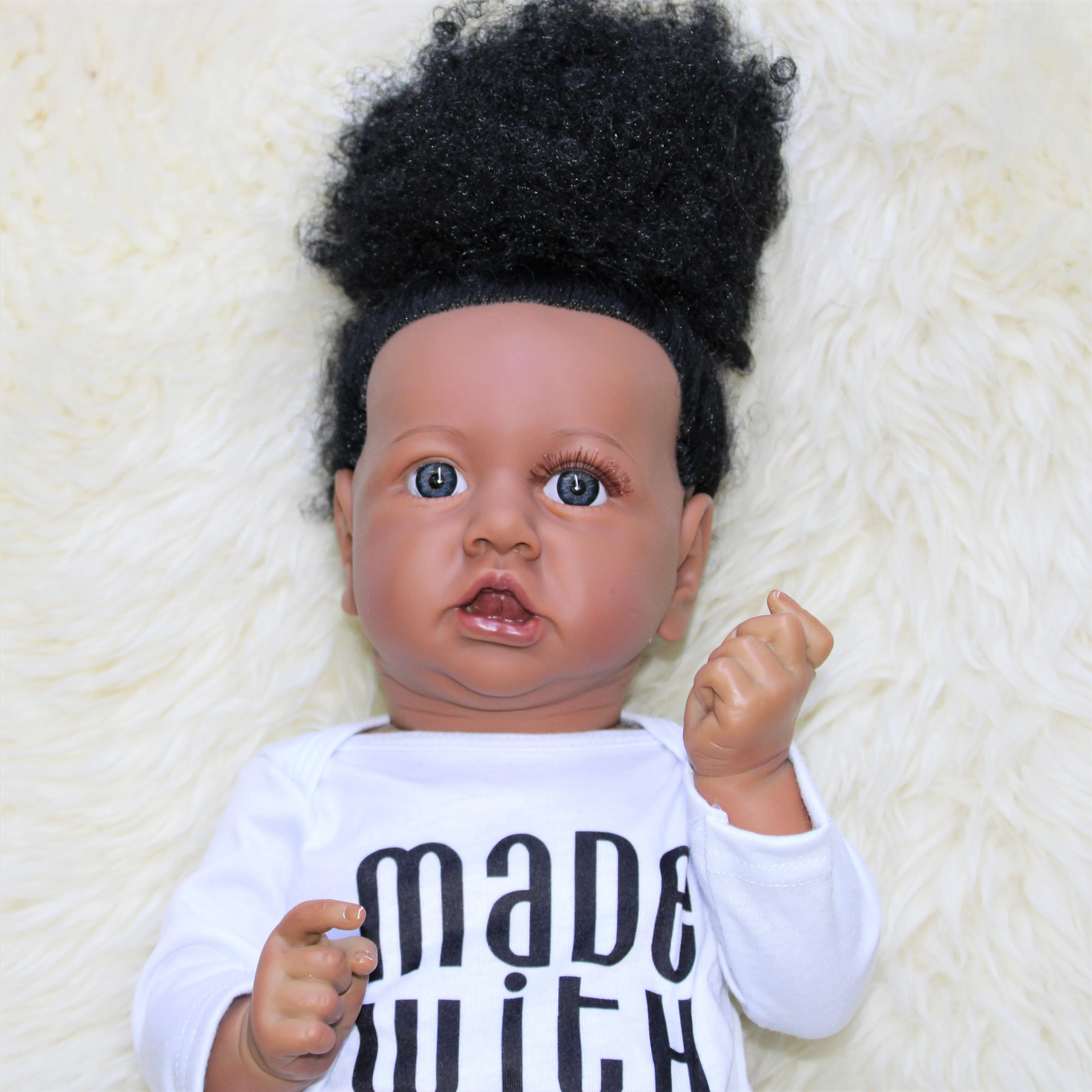 Washable Reborn Baby Dolls With Long Hair Toddler Princess Girls 22 inch   mnmjreborndollshop