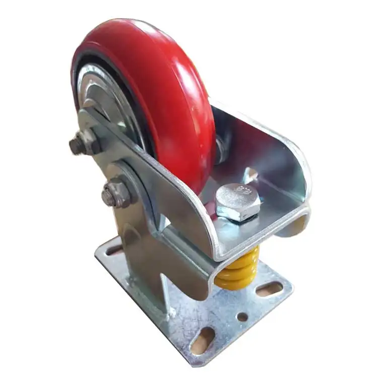 Spring Castor Heavy Duty Industrial 6inch 8inch Pu Material Spring Loaded Castors ...
