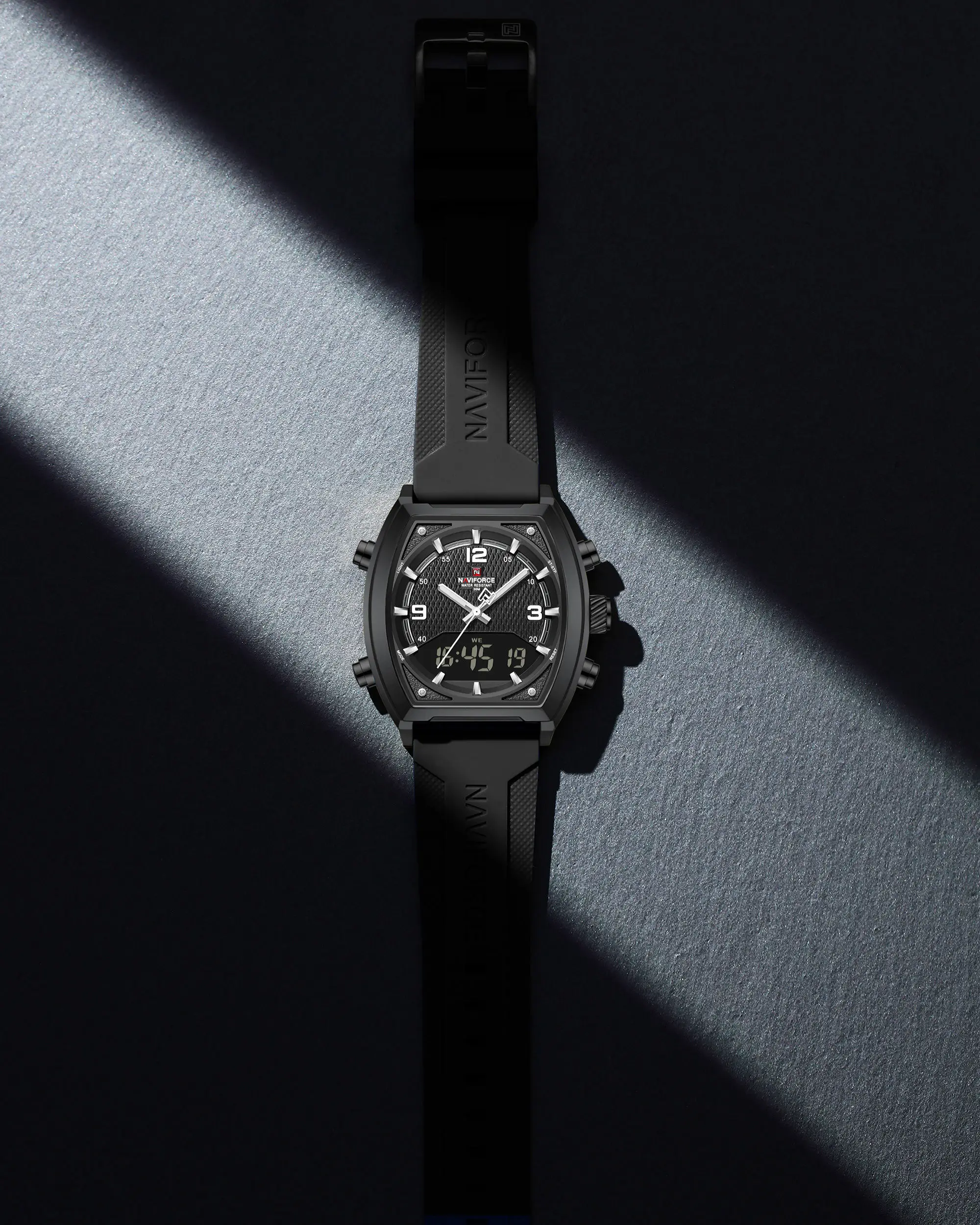 NAVIFORCE 9242男士手表新款防水时尚石英液晶数字显示手表Relogio女性化钟表
